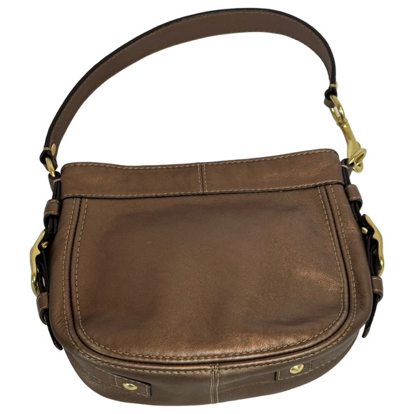 Coach Leather Bag Metallic Bronze Color Shoulder Handbag Mini 9x6 G0882-41864 - Picture 8 of 10
